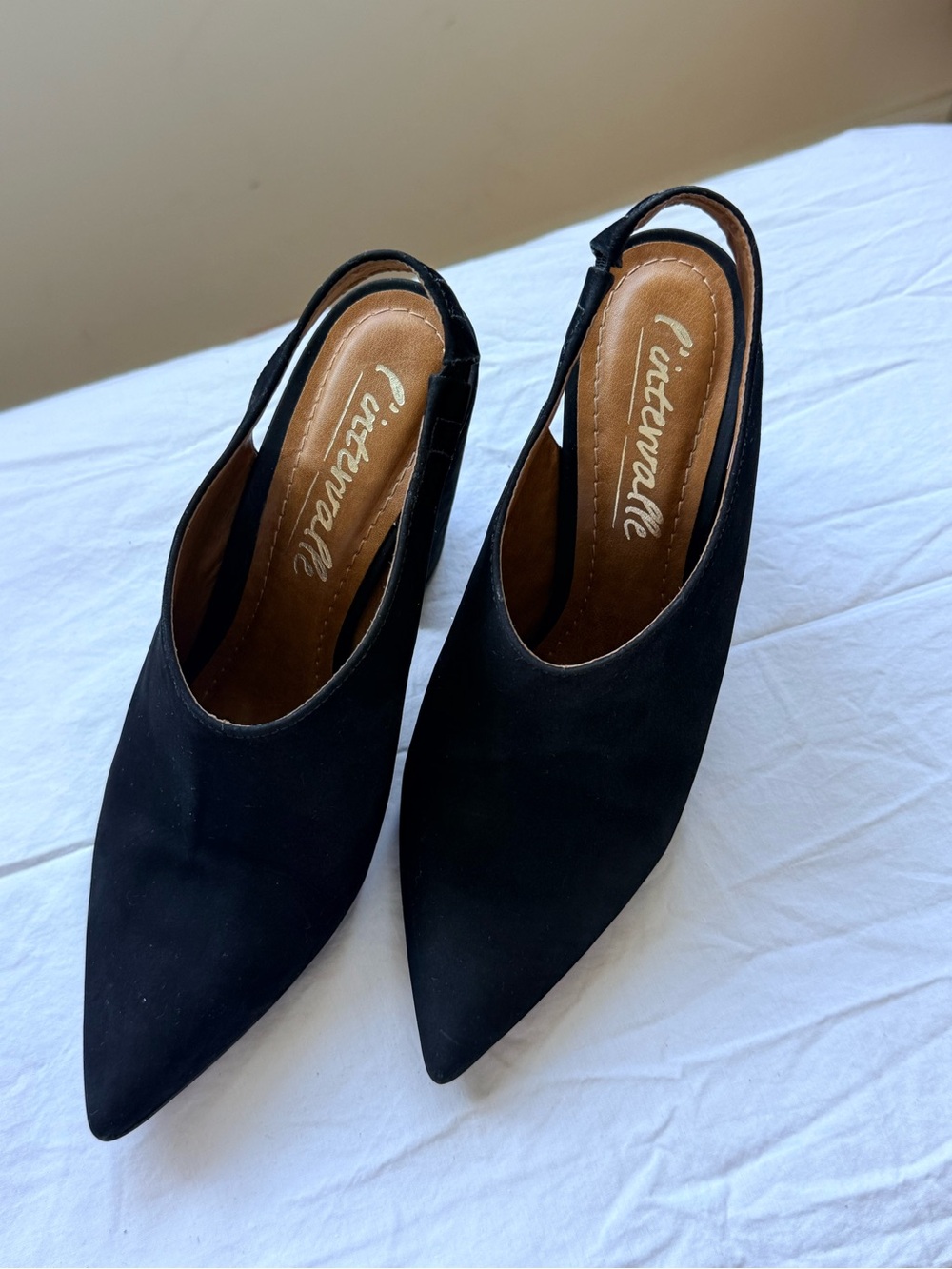 L'INTERVALLE Black Pointed Toe Slingback Heels - Picture 2 of 8